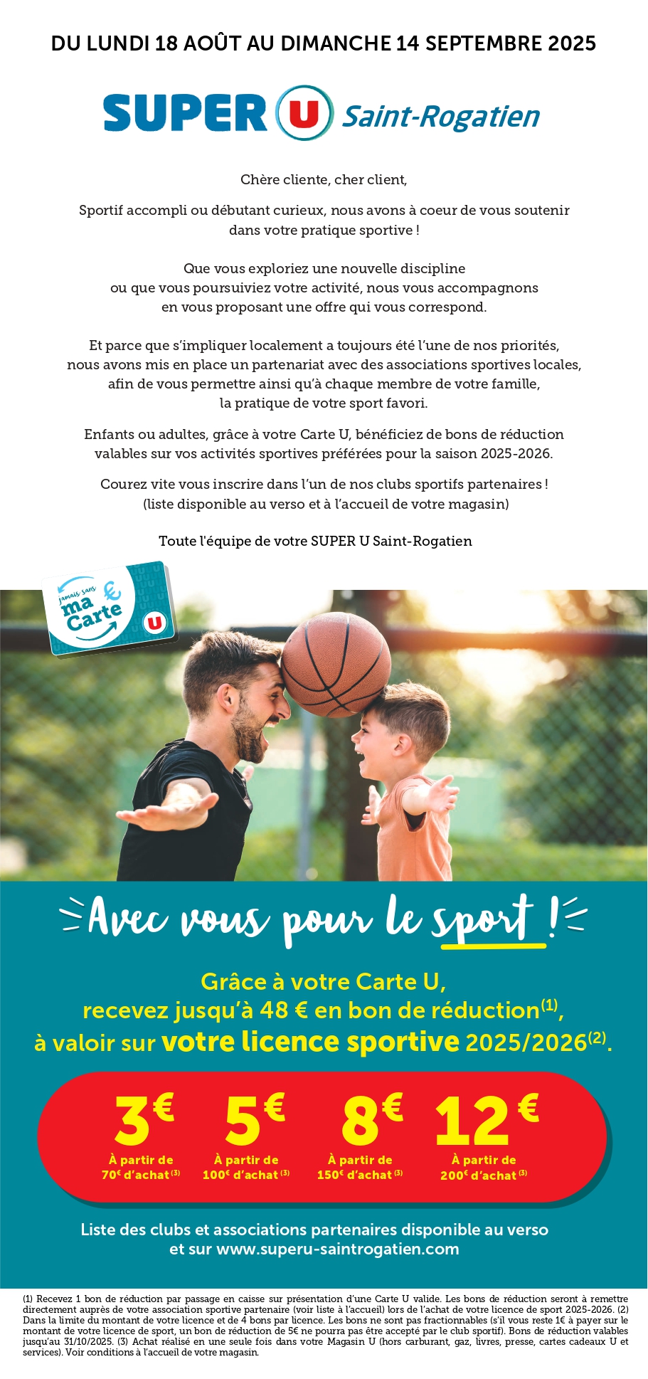 Bon de réduction sur votre licence avec Super U Saint Rogatien